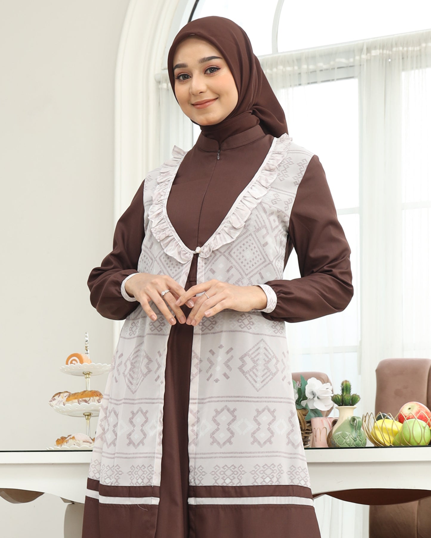 Etnic Coklat Kopi Gamis Dewasa
