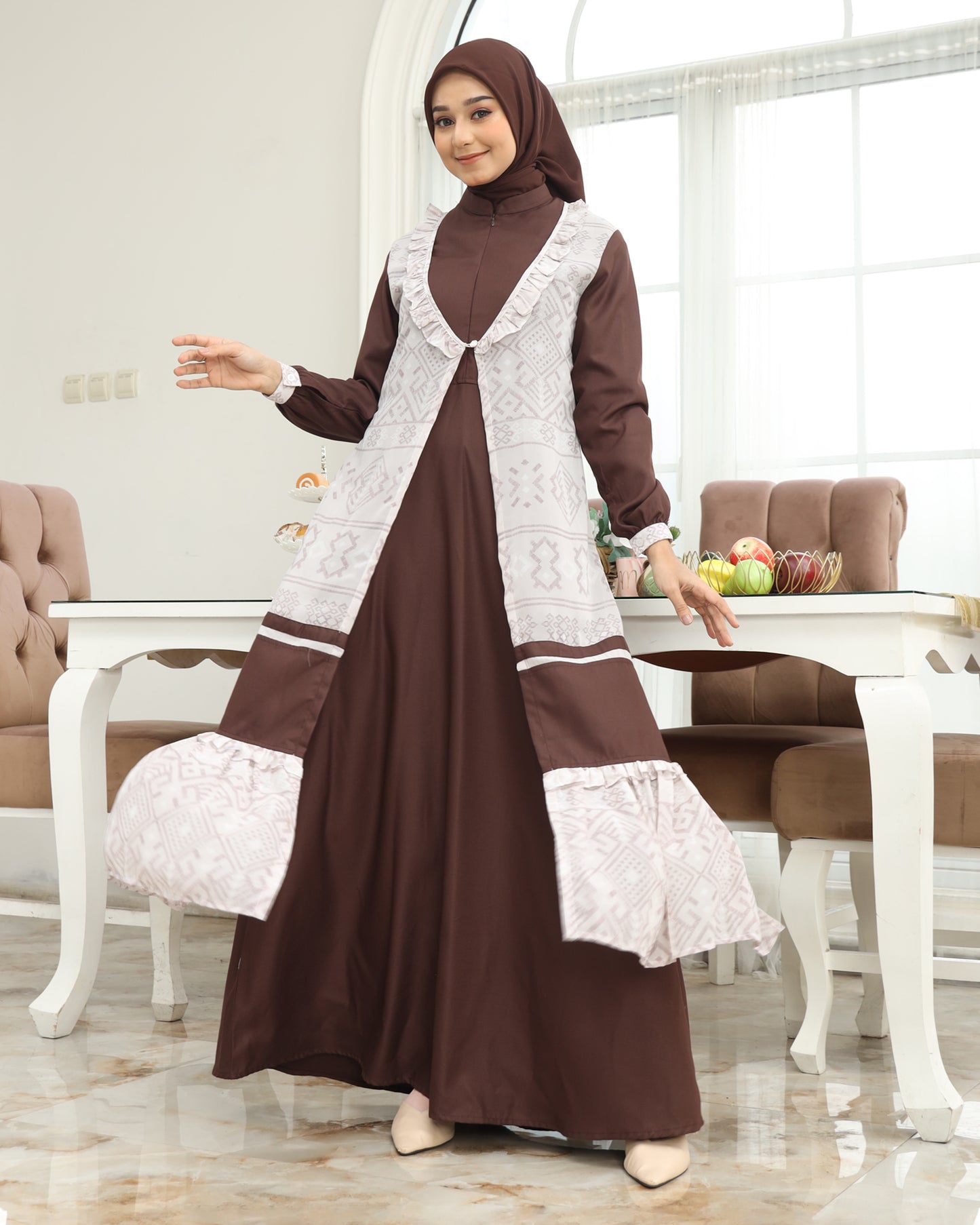 Etnic Coklat Kopi Gamis Dewasa