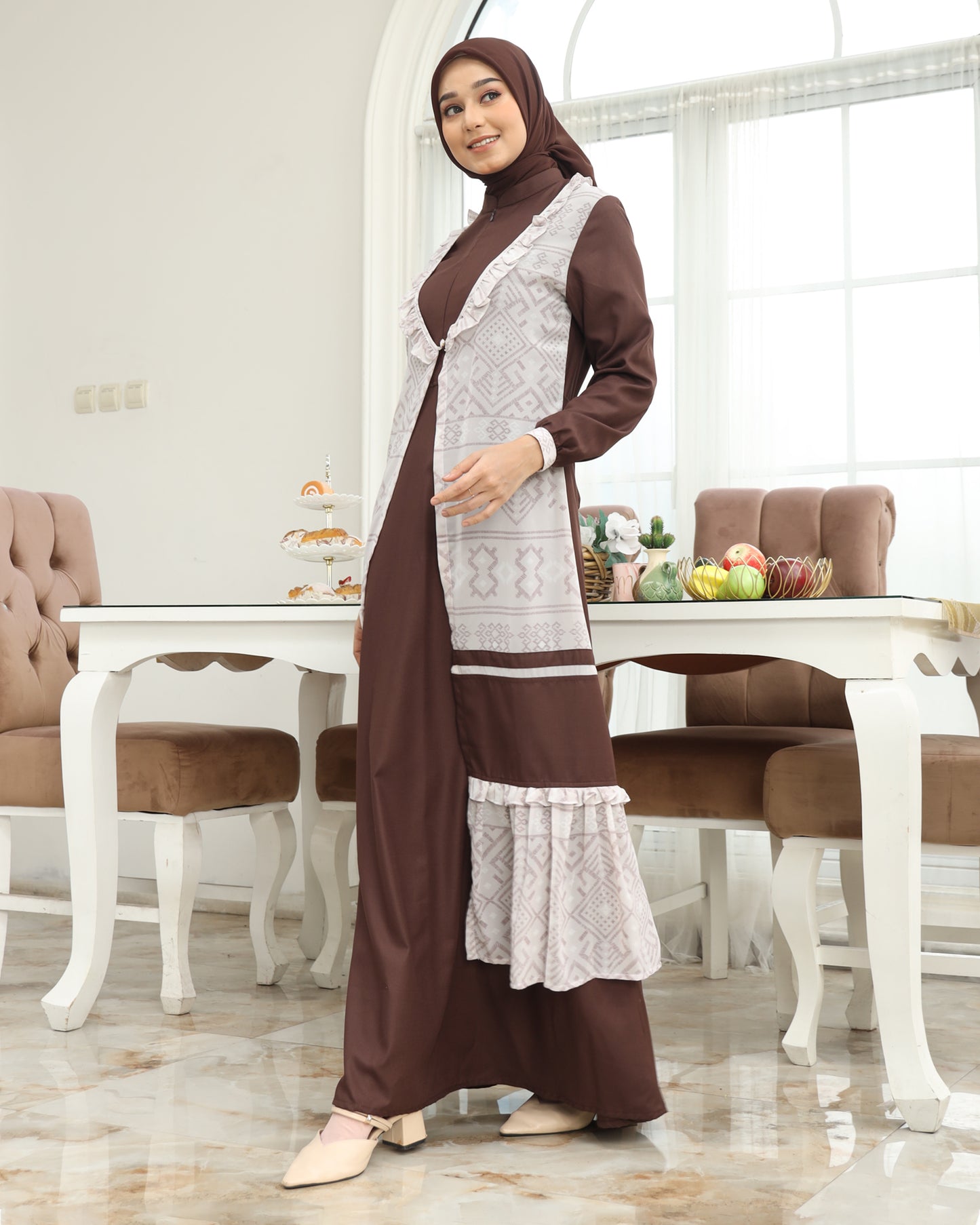 Etnic Coklat Kopi Gamis Dewasa