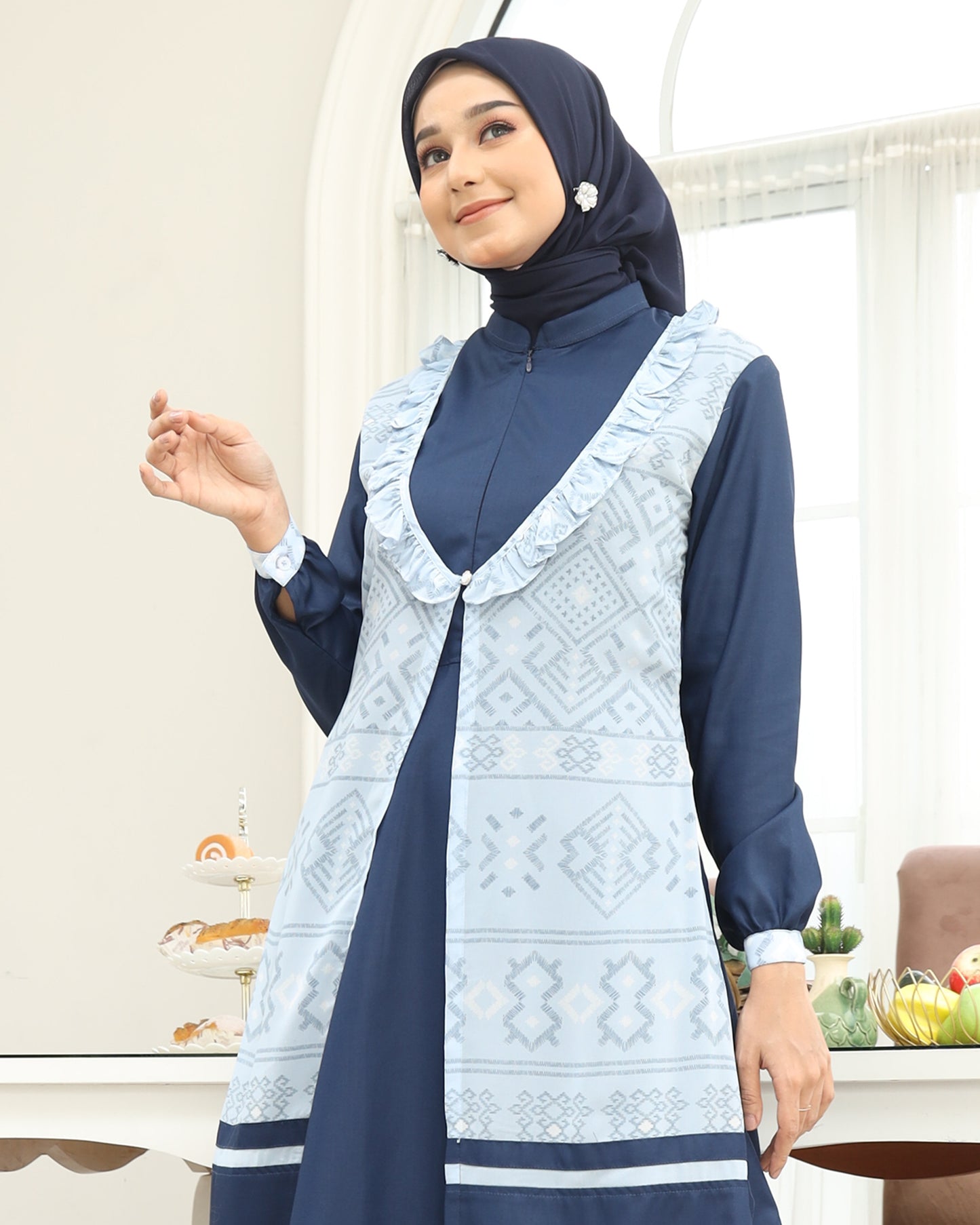 Etnic Navy Gamis Dewasa