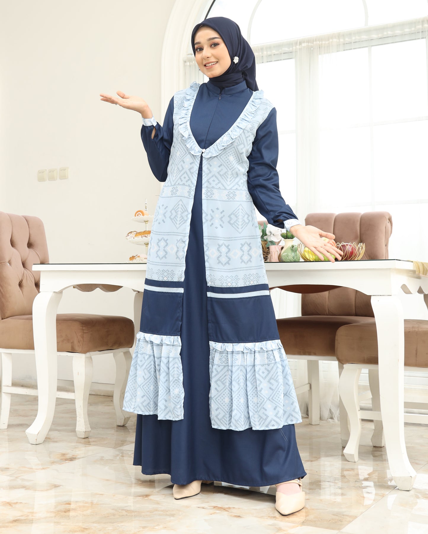 Etnic Navy Gamis Dewasa