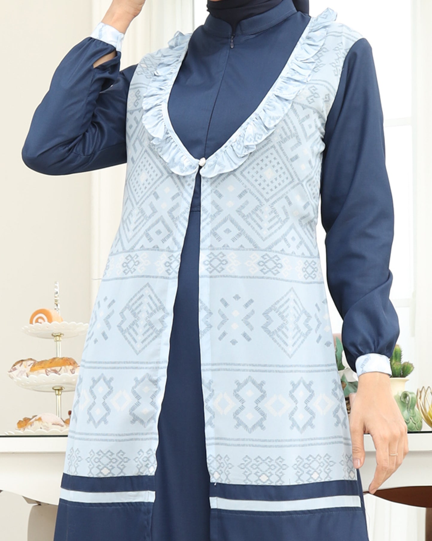 Etnic Navy Gamis Dewasa