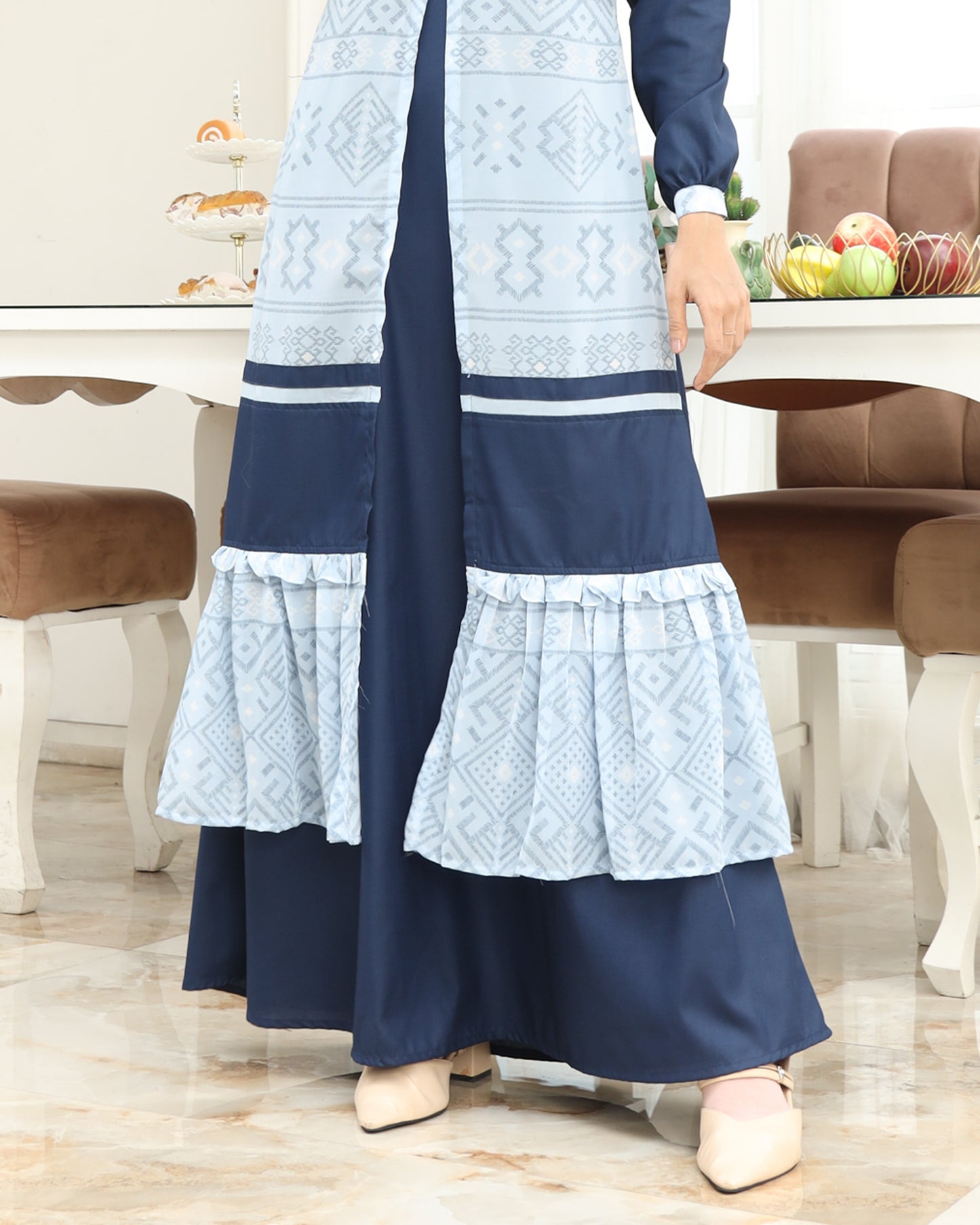 Etnic Navy Gamis Dewasa
