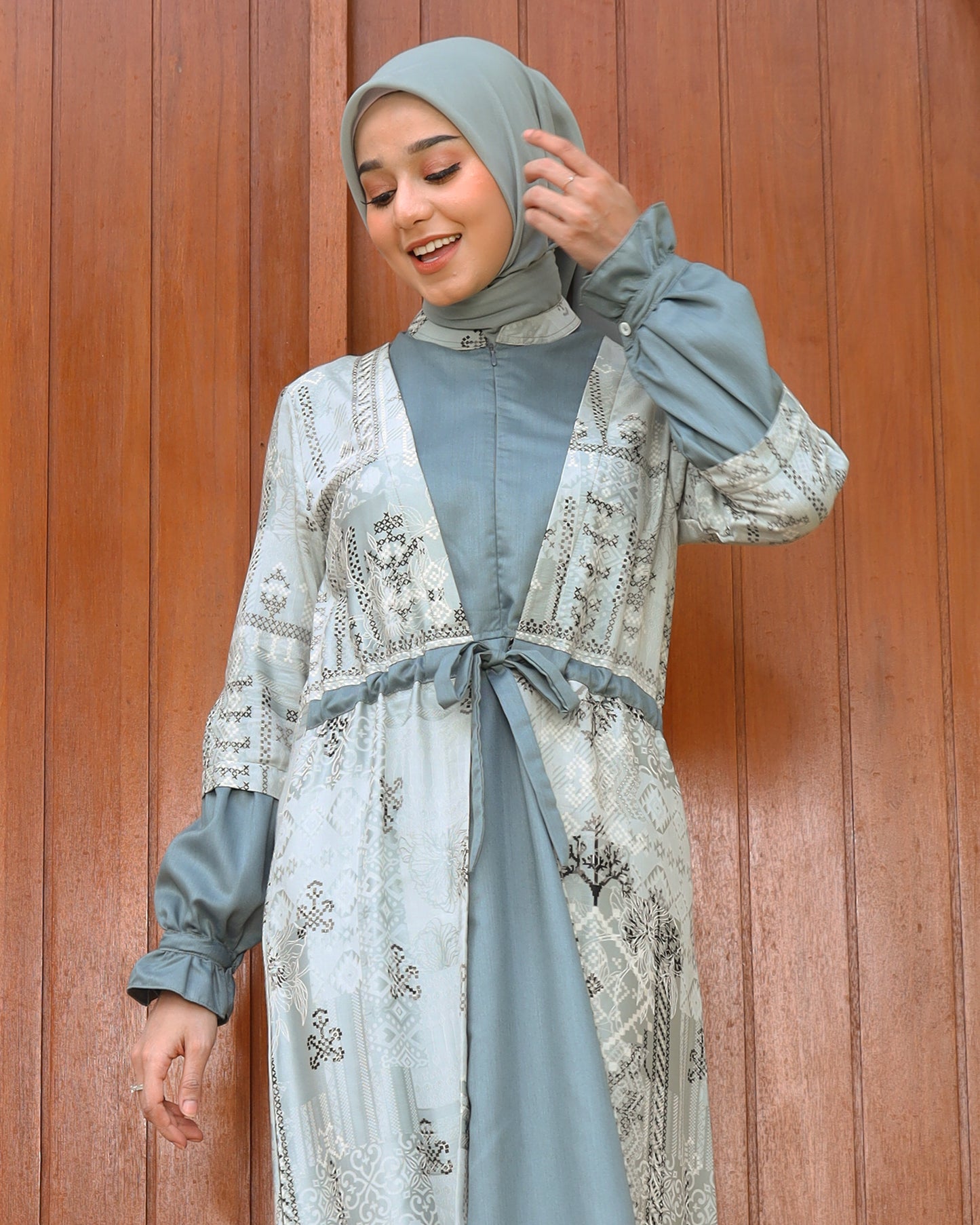Yasmine Mineral Green Gamis Dewasa