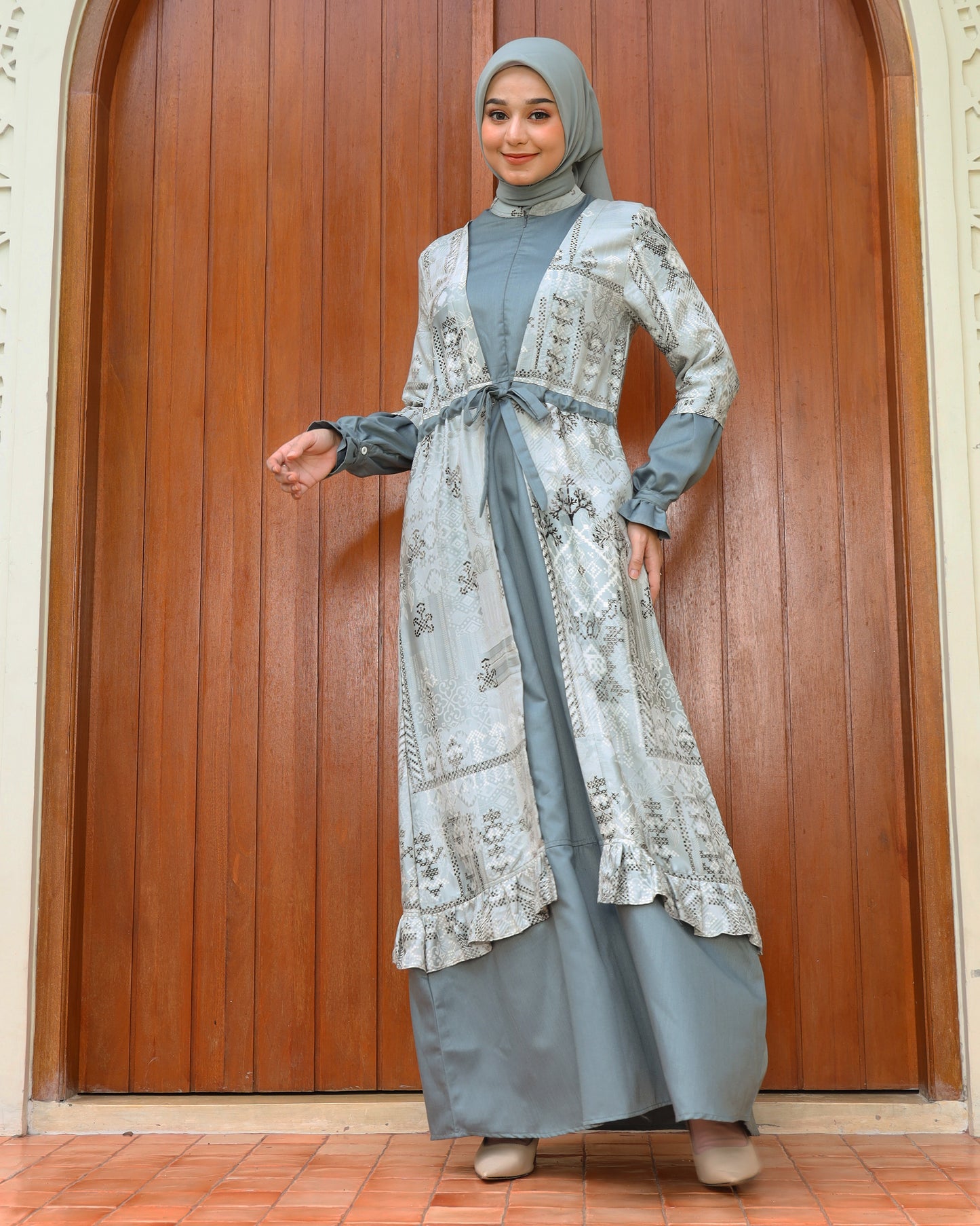 Yasmine Mineral Green Gamis Dewasa