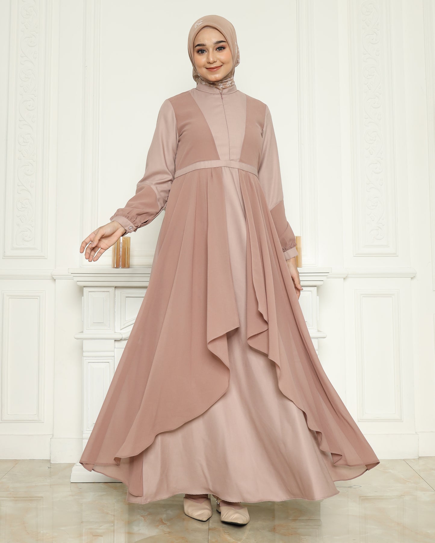 Natasha Coklat Susu Gamis Dewasa