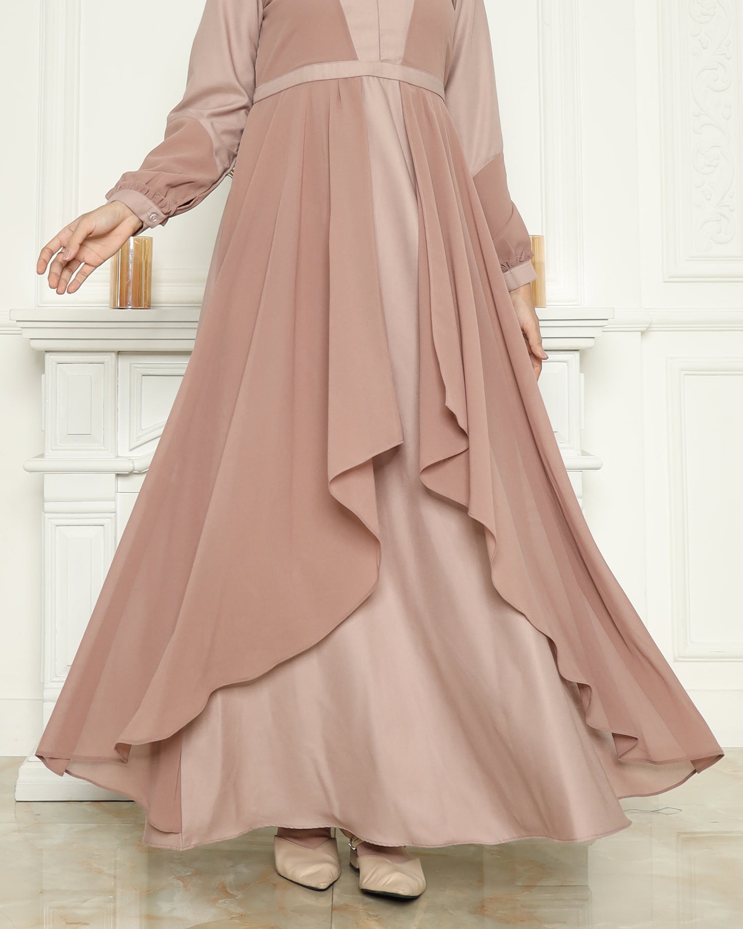 Natasha Coklat Susu Gamis Dewasa