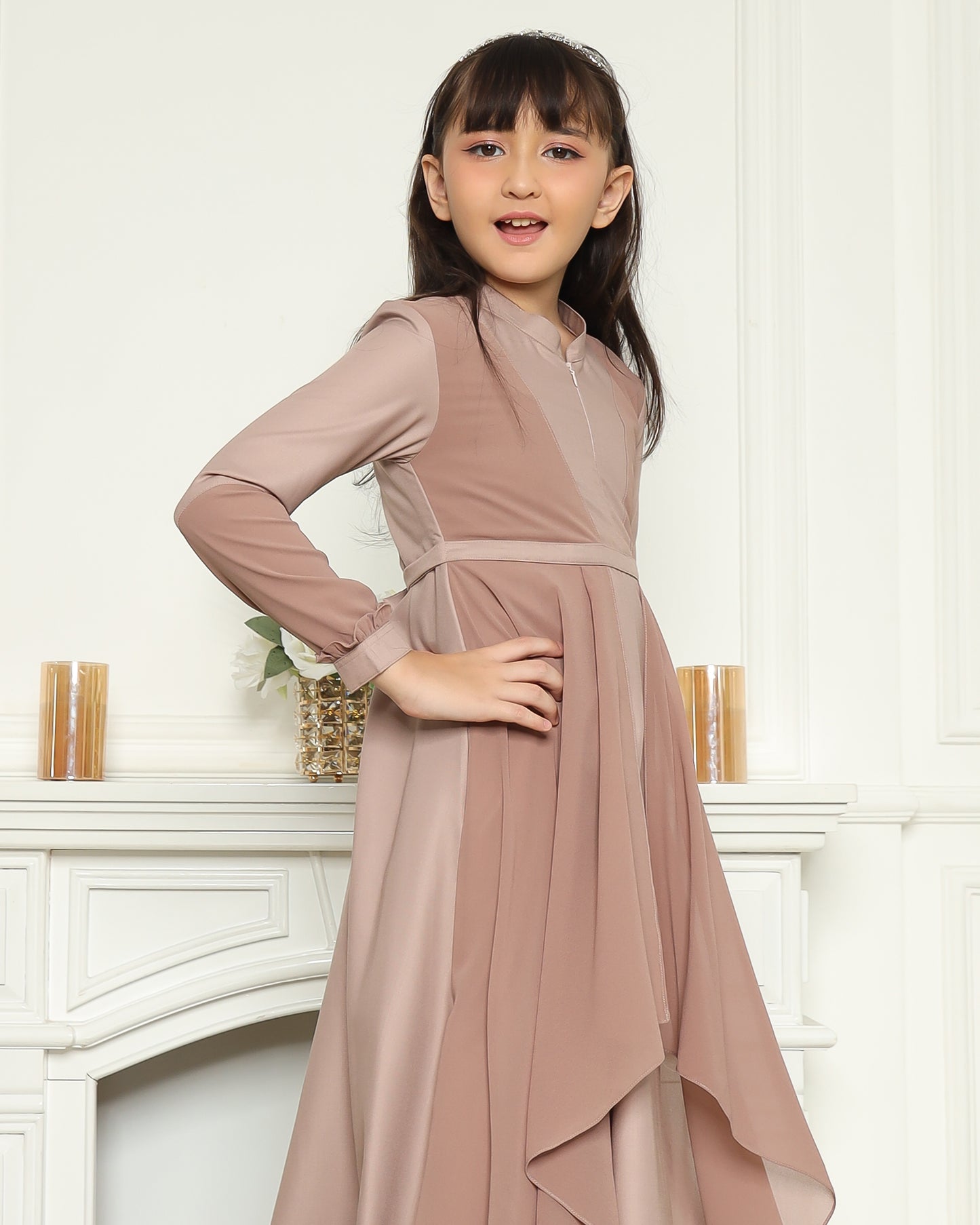 Natasha Coklat Susu Gamis Anak