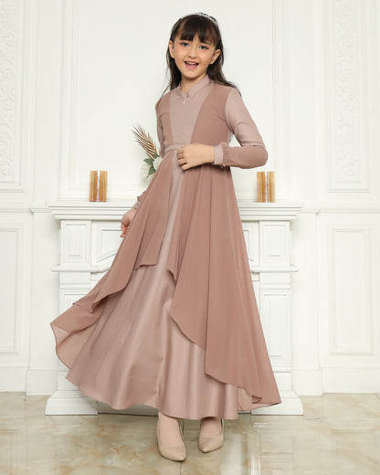Natasha Coklat Susu Gamis Anak