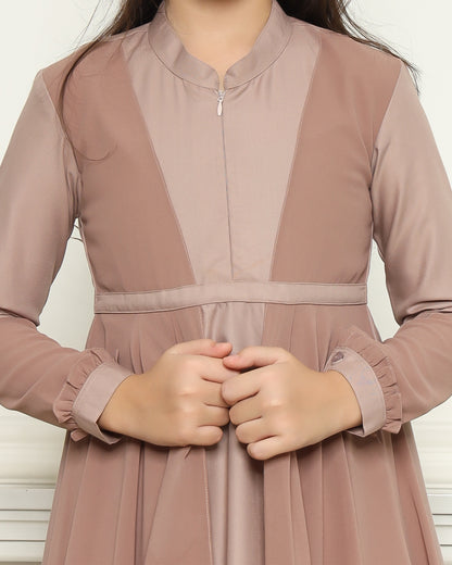 Natasha Coklat Susu Gamis Anak