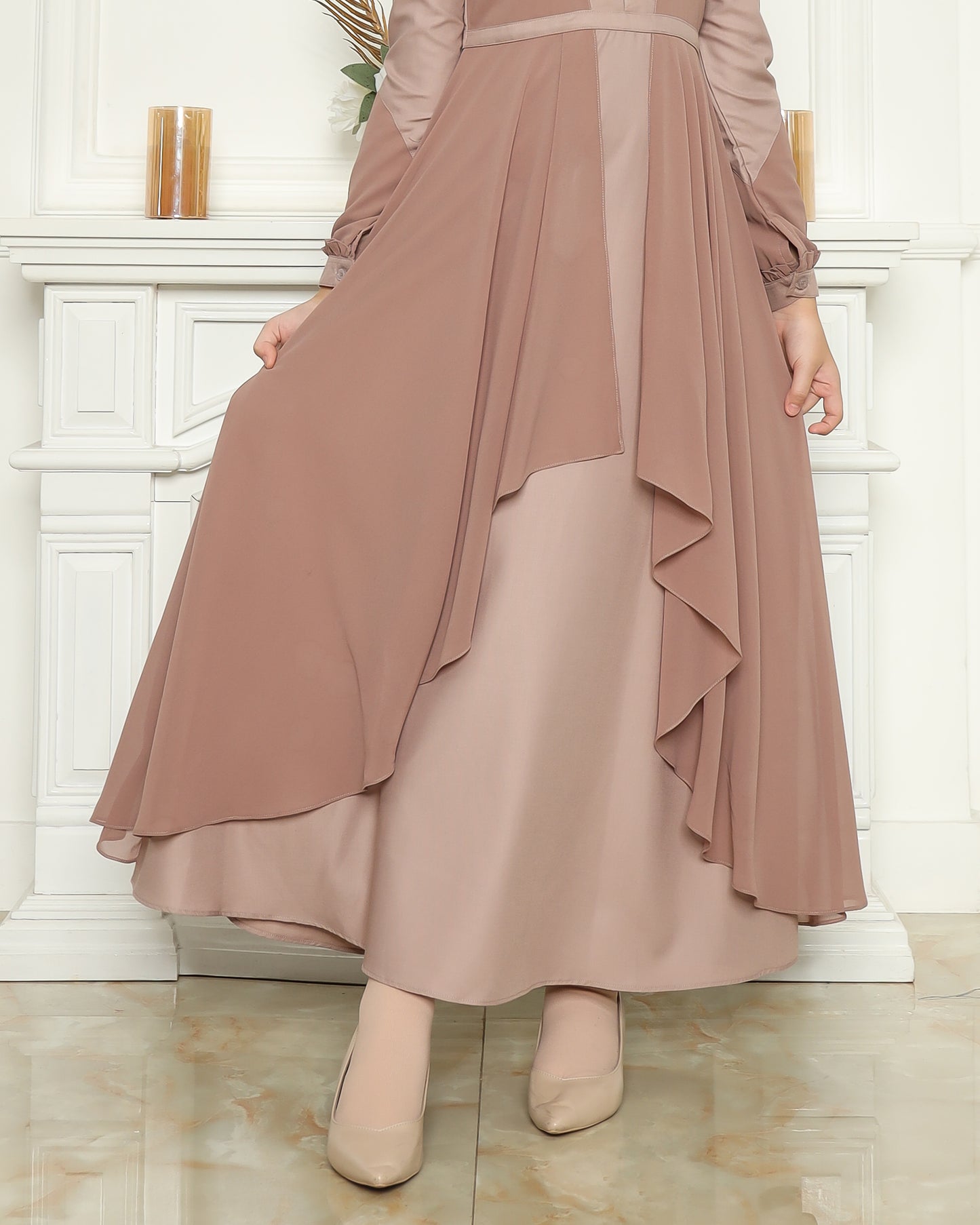 Natasha Coklat Susu Gamis Anak